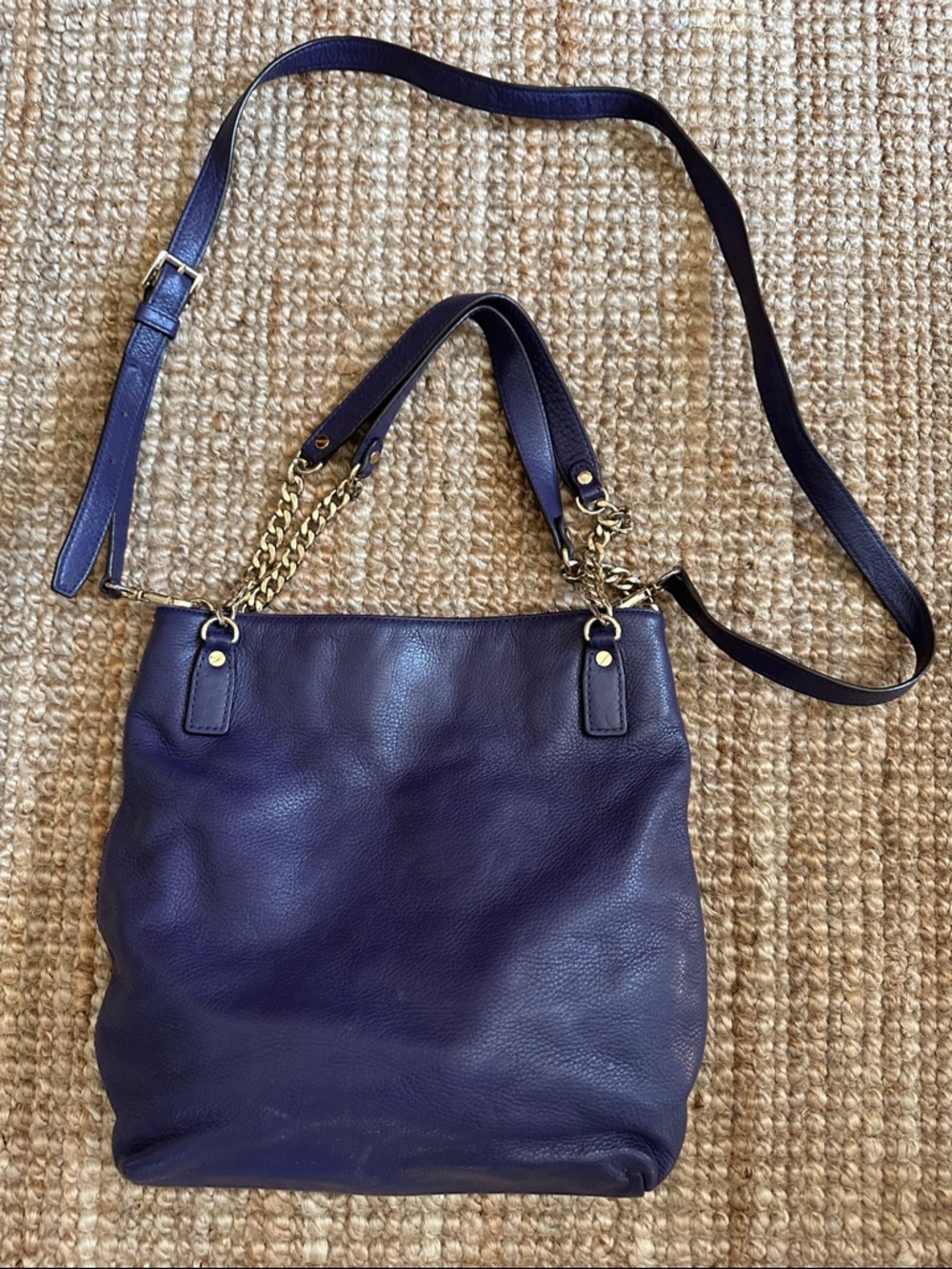 Vintage Michael by Michael Kors Purple Leather Chain-Handle Cross Body Purse